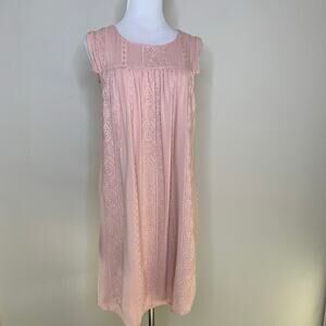 Knox Rose Embroidered Rayon Dress Sz Medium Dusty Pink Color Cottagecore